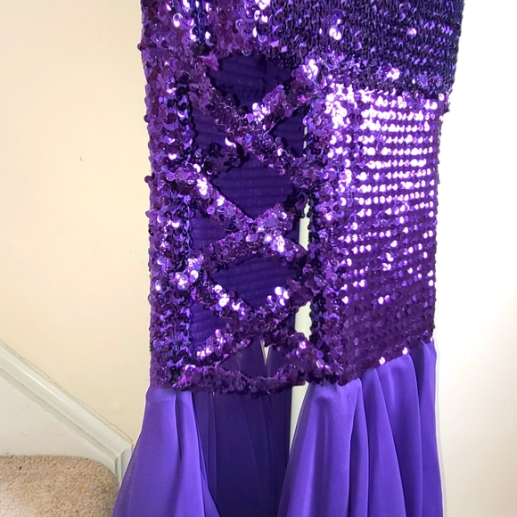 3 Peice Purple Sequins Dance Skirt Set⁷ - Picture 3 of 9